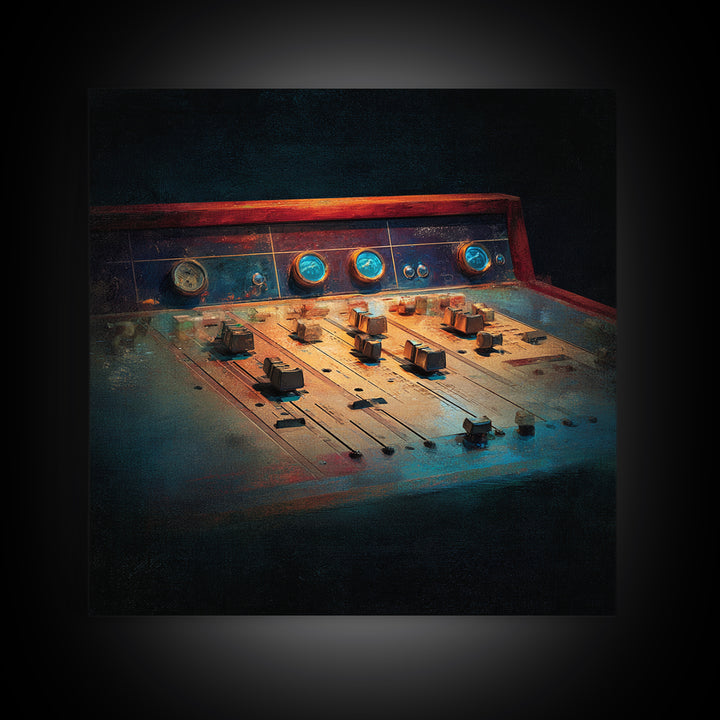 Mixing Console Faders Canvas Print, Recording Studio Art, Music Studio, Studio Decor, Oil Painting, Analog, Modern Decor, RSA-1x1-54