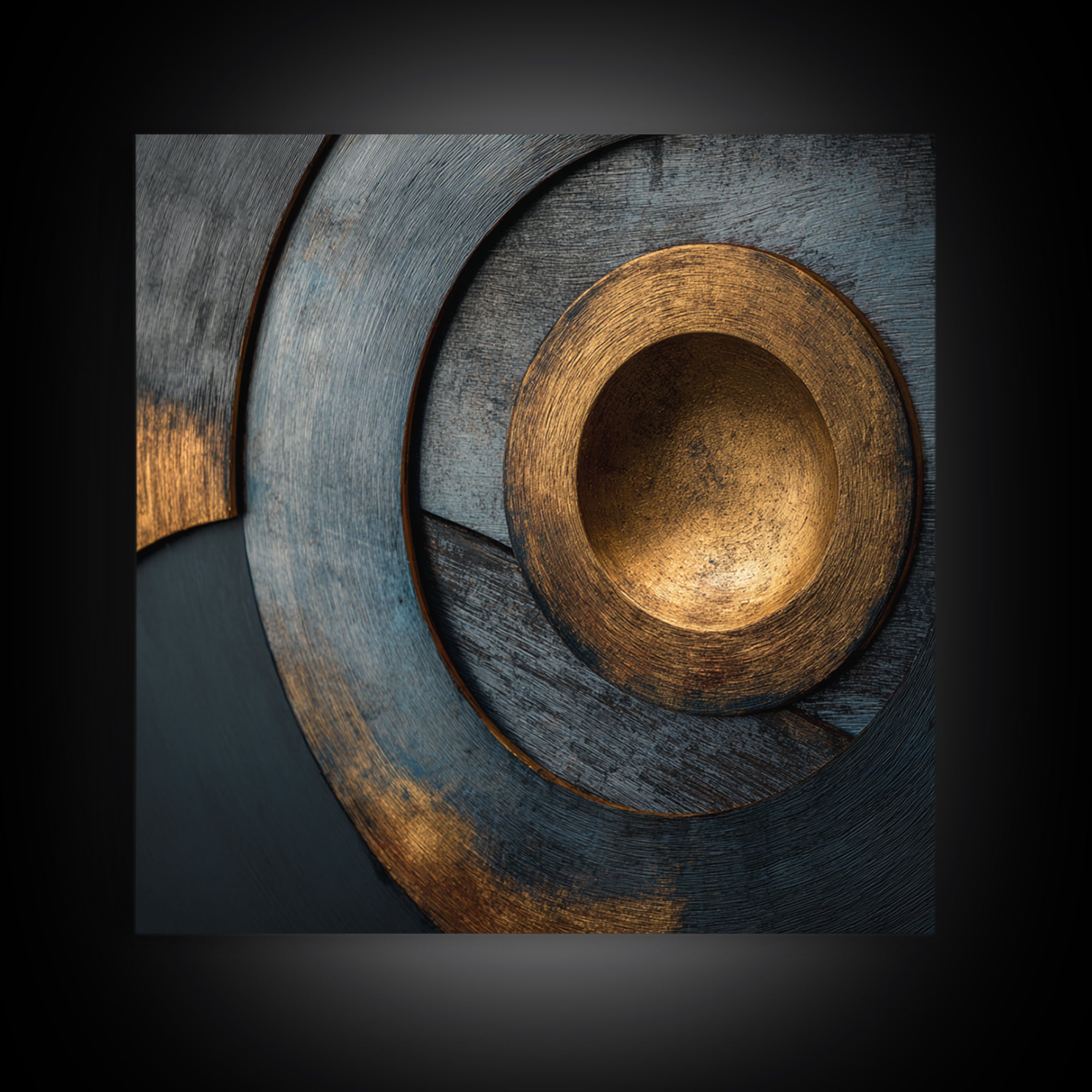 Vinyl Groove Closeup as Circular Abstract Framed Canvas Print, Recording Studio Art, Musician Posters, Studio Decor, Analog, RSA-1x1-62
