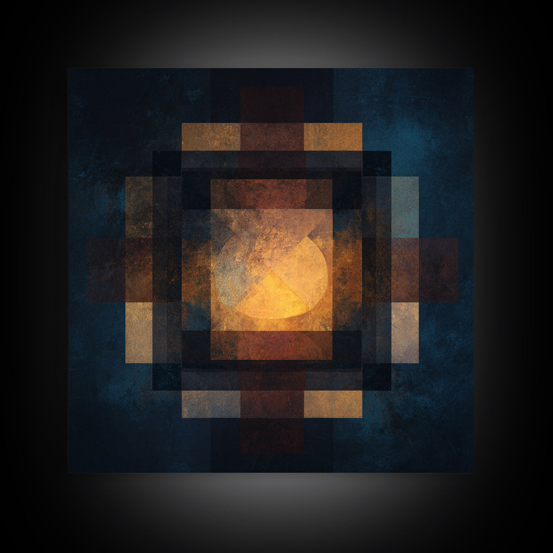 Album Cover Abstract Without Readable Text Framed Canvas Print, Recording Studio Art, Dtf Print, Studio Decor, Fine Art, Analog, RSA-1x1-70