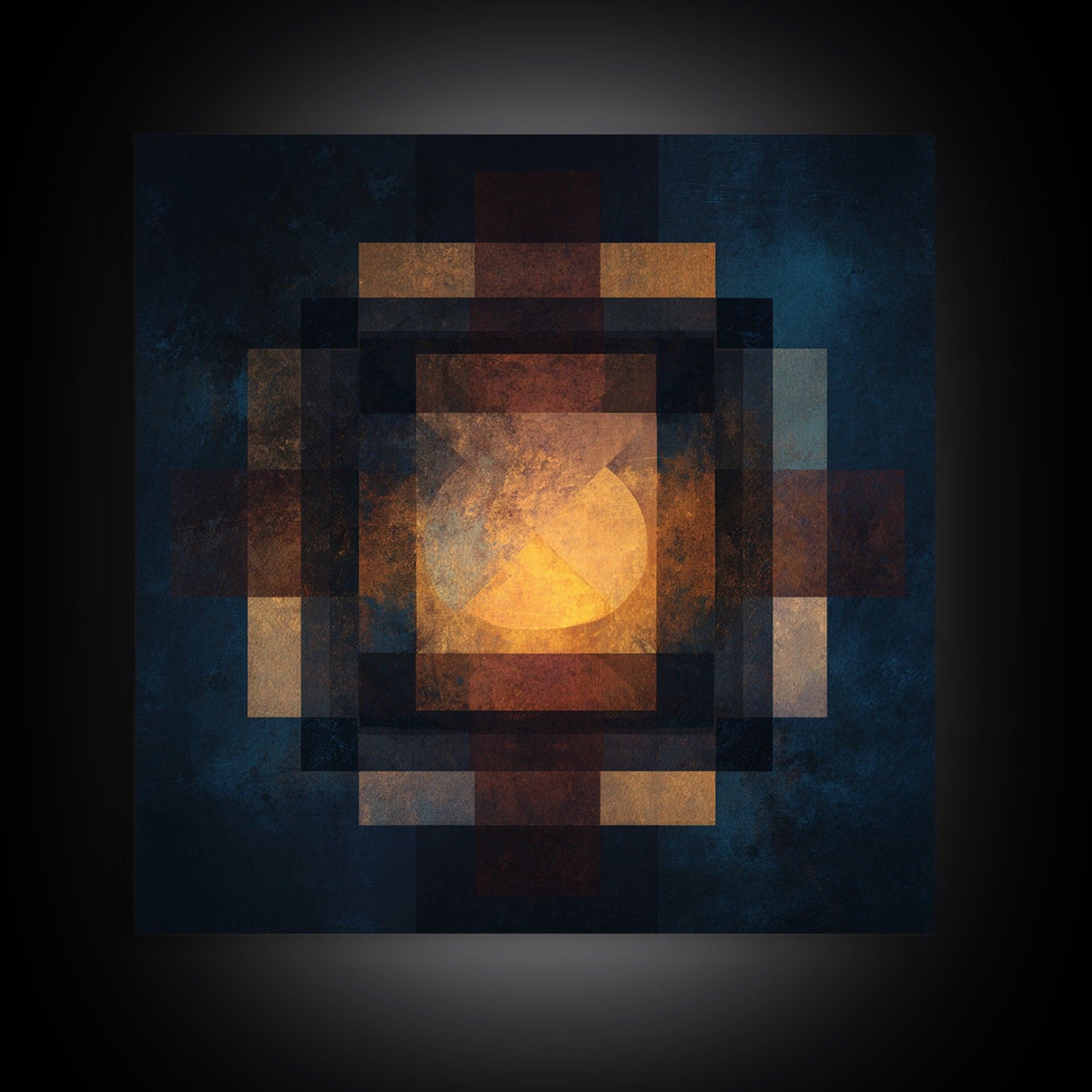 Album Cover Abstract Without Readable Text Framed Canvas Print, Recording Studio Art, Dtf Print, Studio Decor, Fine Art, Analog, RSA-1x1-70