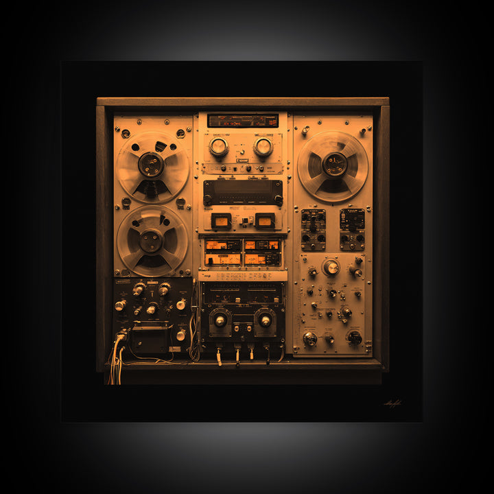 Reel to Reel Tape Machine Framed Canvas Print, Recording Studio Art, Studio Wall Art, Studio Decor, Fine Art, Analog, RSA-1x1-74