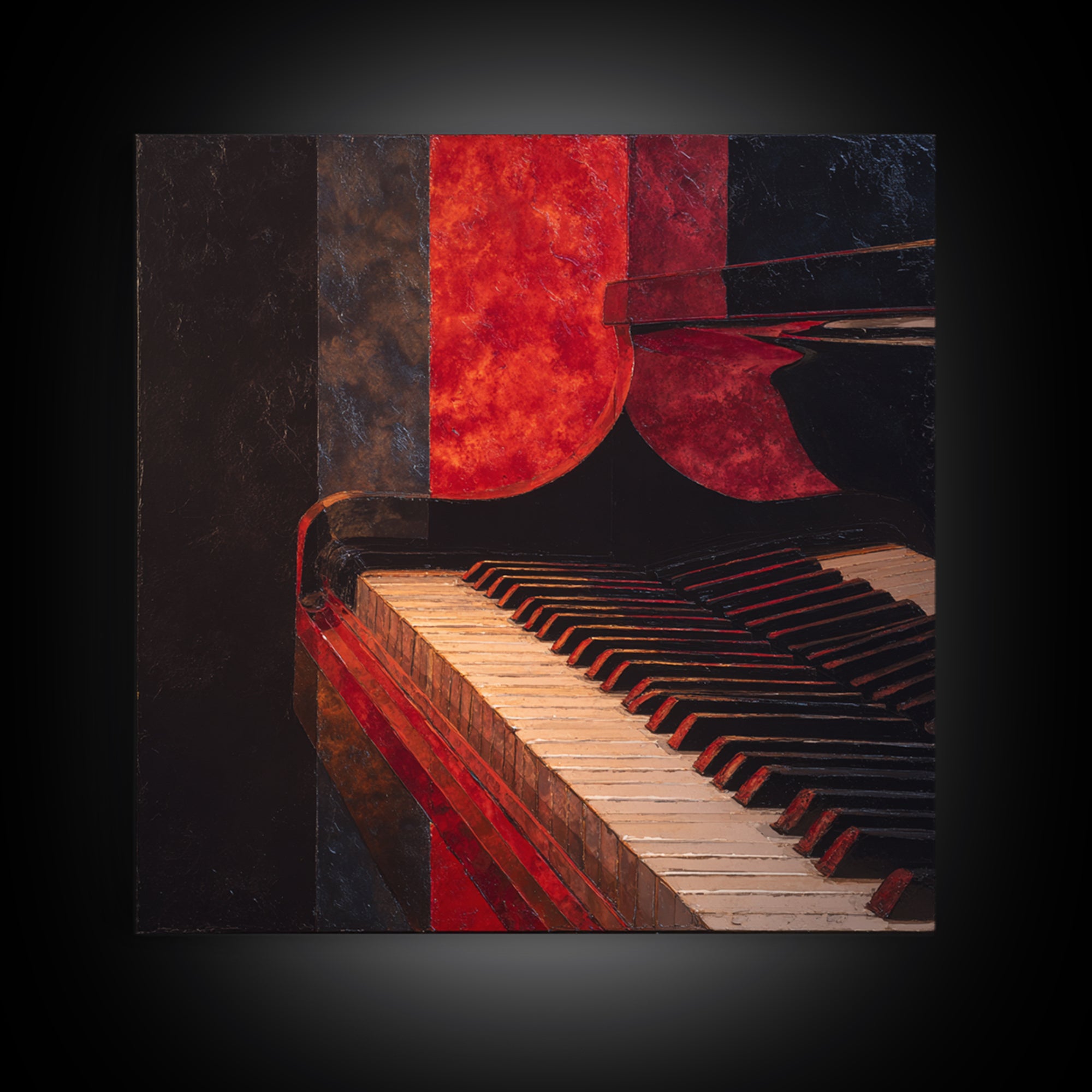 Piano Keys Fading into Shadow Framed Canvas Print, Recording Studio Art, Dtf Prints, Studio Decor, Analog, Music Studio, RSA-1x1-8