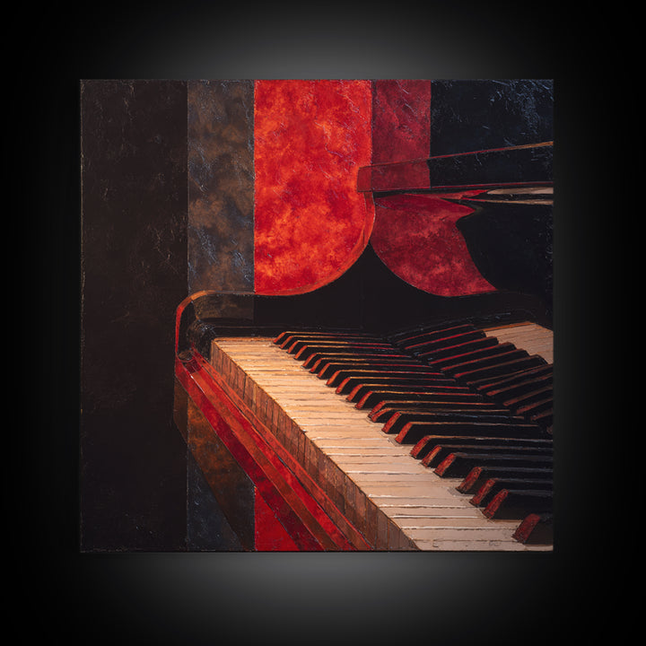 Piano Keys Fading into Shadow Framed Canvas Print, Recording Studio Art, Dtf Prints, Studio Decor, Analog, Music Studio, RSA-1x1-8