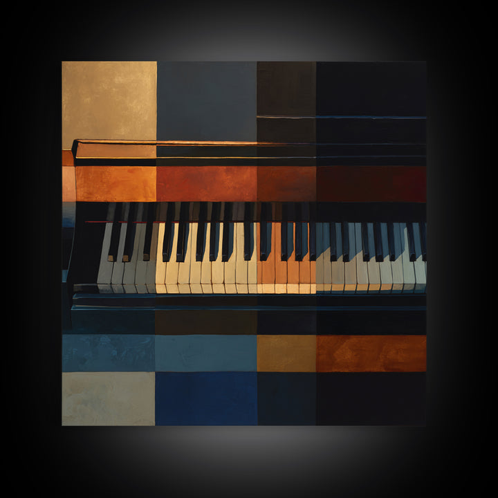 Piano Keys Fading into Shadow Framed Canvas Print, Recording Studio Art, Gallery Decor, Studio Decor, Fine Art, Analog, RSA-1x1-80