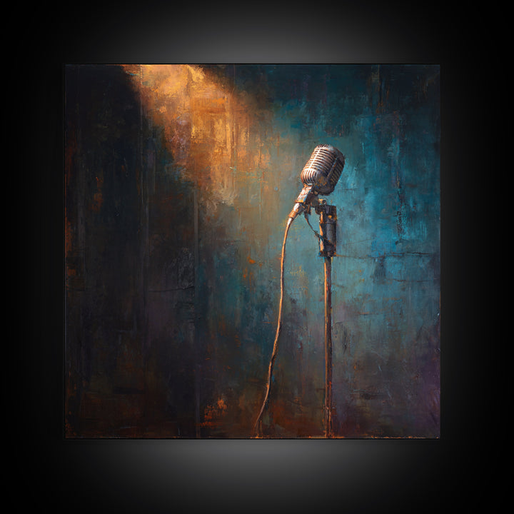 Microphone Cable Forming Elegant Line Art Framed Canvas Print, Recording Studio Art, Gallery Decor, Studio Decor, Abstract Art, RSA-1x1-93