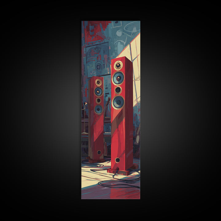 Studio Monitor Speakers as Bold Geometric Forms Canvas Print, Recording Studio Art, Boho Decor, Studio Decor, Abstract Art, RSA-1x3-48
