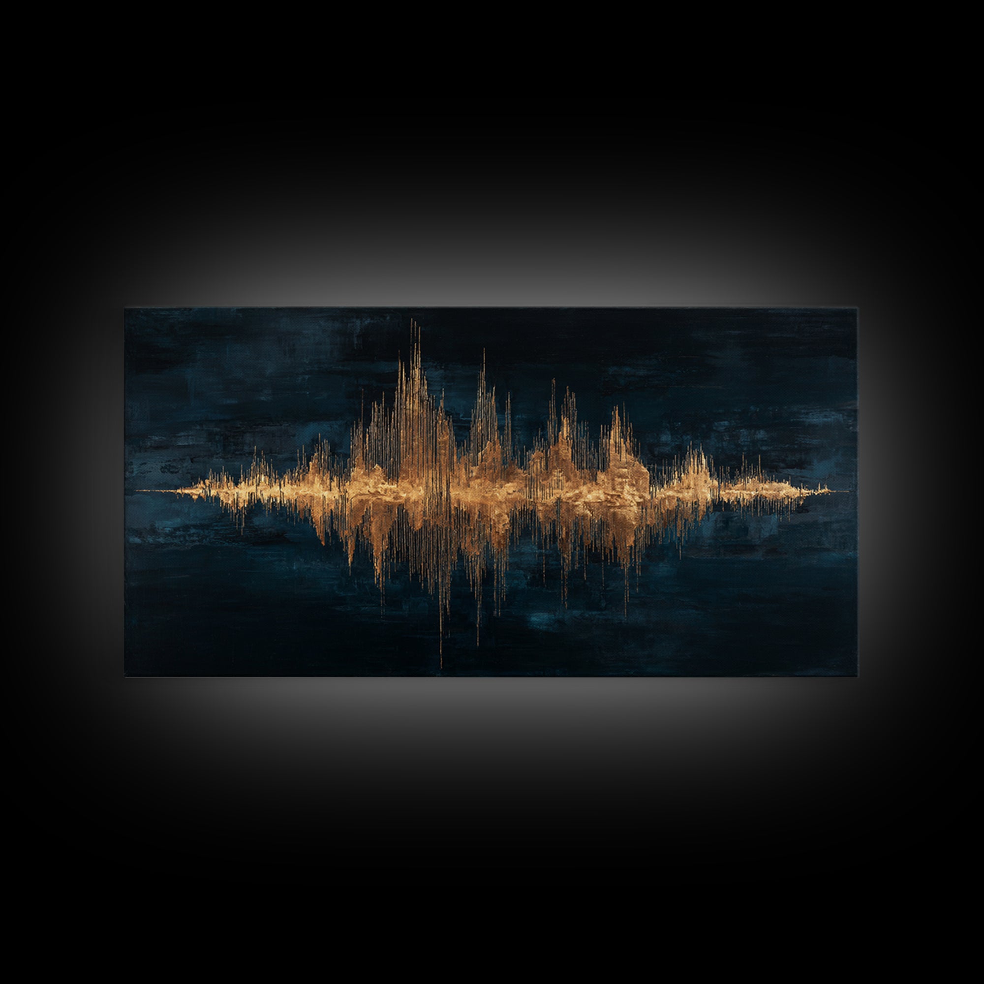 Soundwave Abstract with Black and Gold Lines Canvas Print, Recording Studio Art, Retro Wall Art, Studio Decor, Abstract Art, RSA-2x1-47