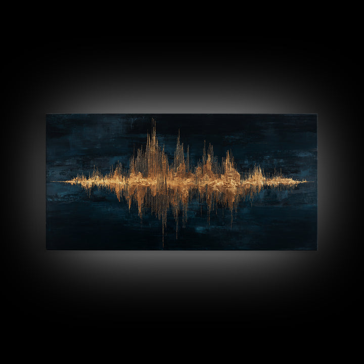 Soundwave Abstract with Black and Gold Lines Canvas Print, Recording Studio Art, Retro Wall Art, Studio Decor, Abstract Art, RSA-2x1-47
