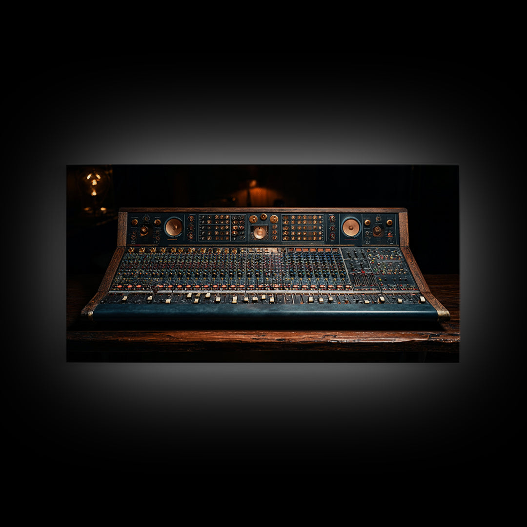 Mixing Console Faders Framed Canvas Print, Recording Studio Art, Luxury Decor, Studio Decor, Fine Art, Analog, Modern Wall Art, RSA-2x1-50