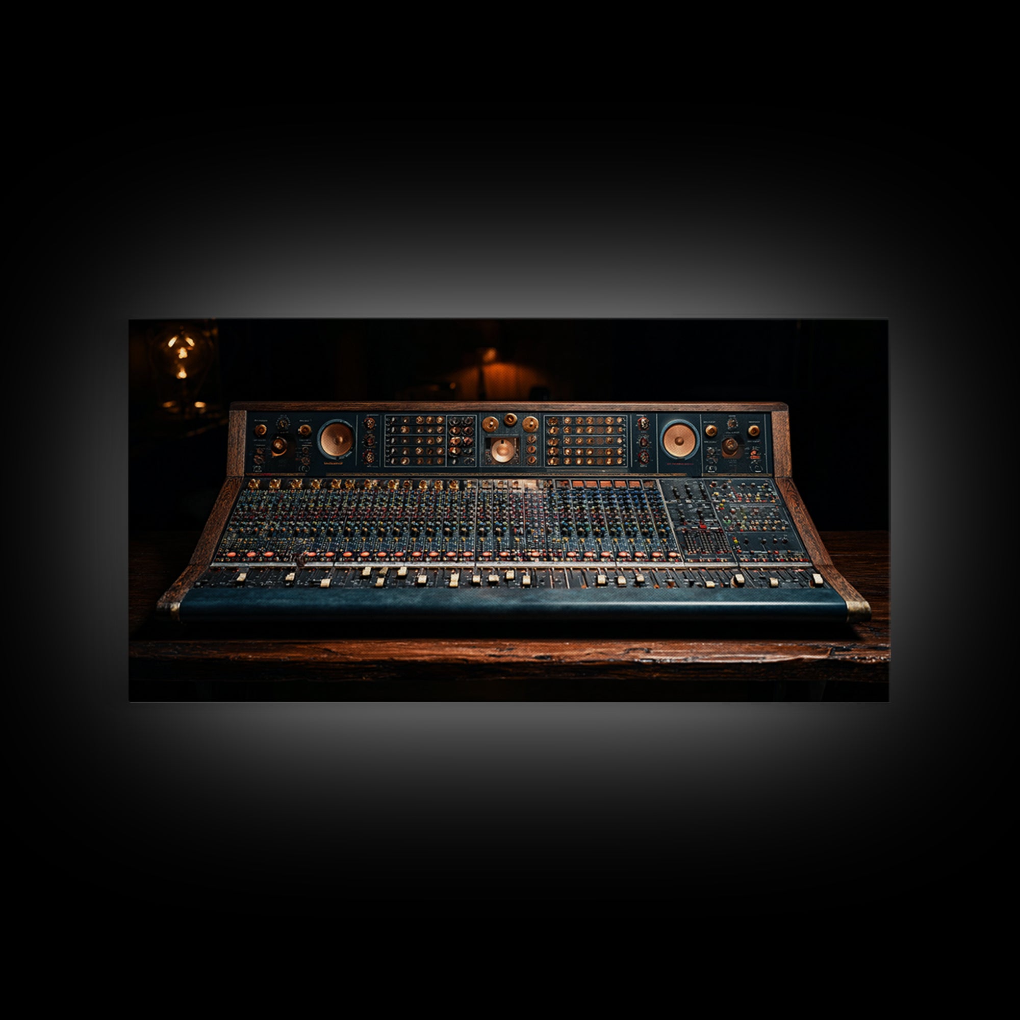 Mixing Console Faders Framed Canvas Print, Recording Studio Art, Luxury Decor, Studio Decor, Fine Art, Analog, Modern Wall Art, RSA-2x1-50