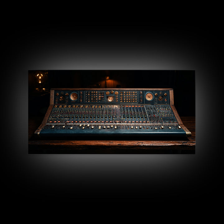 Mixing Console Faders Framed Canvas Print, Recording Studio Art, Luxury Decor, Studio Decor, Fine Art, Analog, Modern Wall Art, RSA-2x1-50