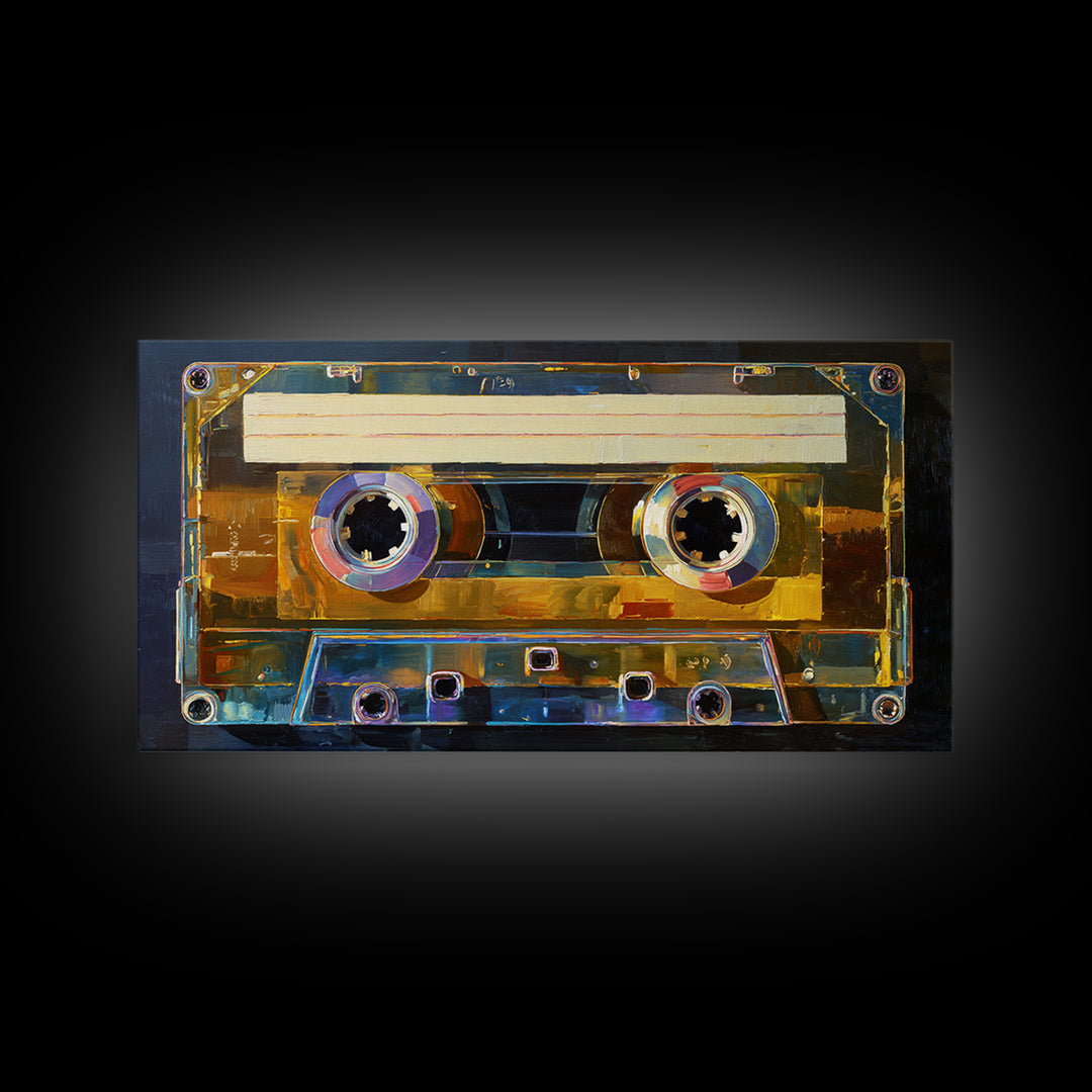 Retro Cassette Tape Framed Canvas Print, Recording Studio Art, Music Wall Art, Studio Decor, Fine Art, Analog, Musician Posters, RSA-2x1-55