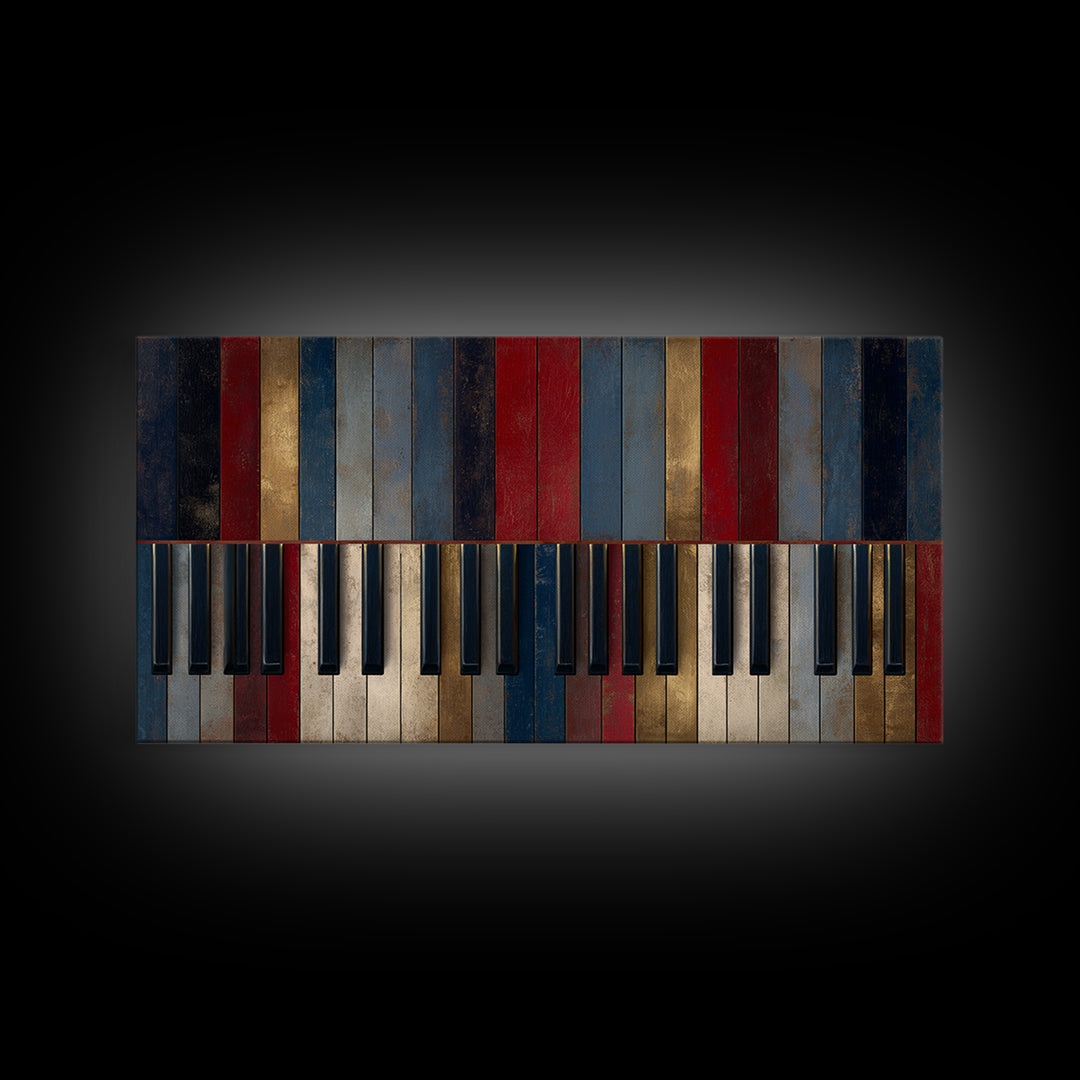 Piano Keys Fading into Shadow Canvas Print, Recording Studio Art, Unique Home Decor, Studio Decor, Analog, Rock Music Art, RSA-2x1-76