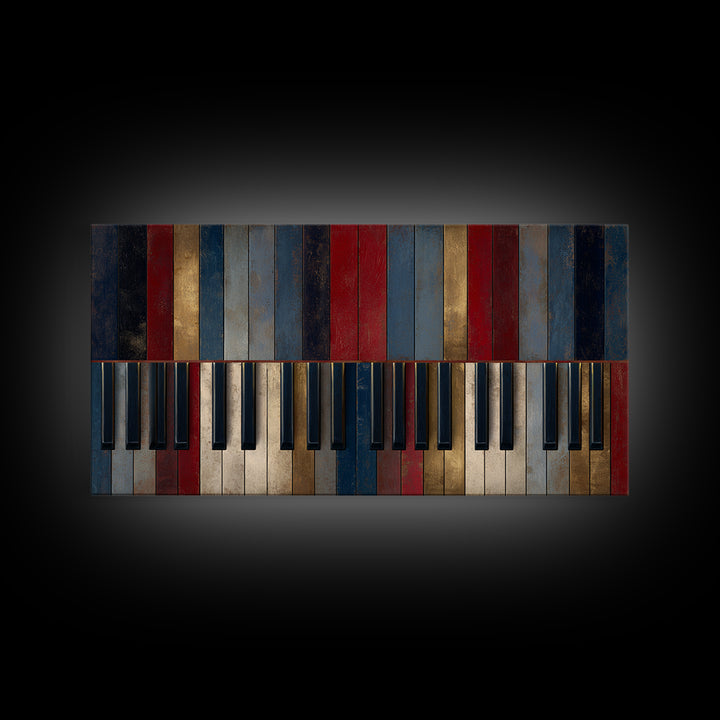Piano Keys Fading into Shadow Canvas Print, Recording Studio Art, Unique Home Decor, Studio Decor, Analog, Rock Music Art, RSA-2x1-76