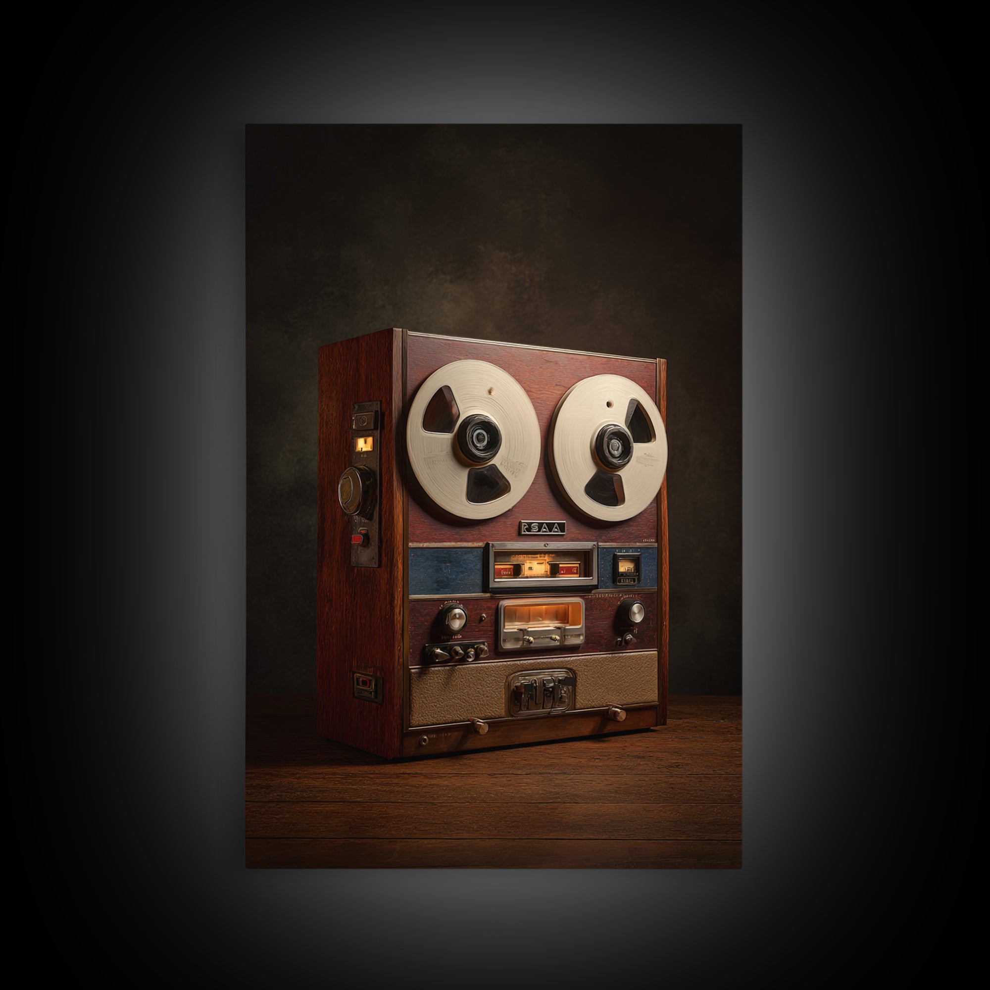 Reel to Reel Tape Machine Framed Canvas Print, Recording Studio Art, Luxury Decor, Studio Decor, Analog, Modern Wall Art, RSA-2x3-34