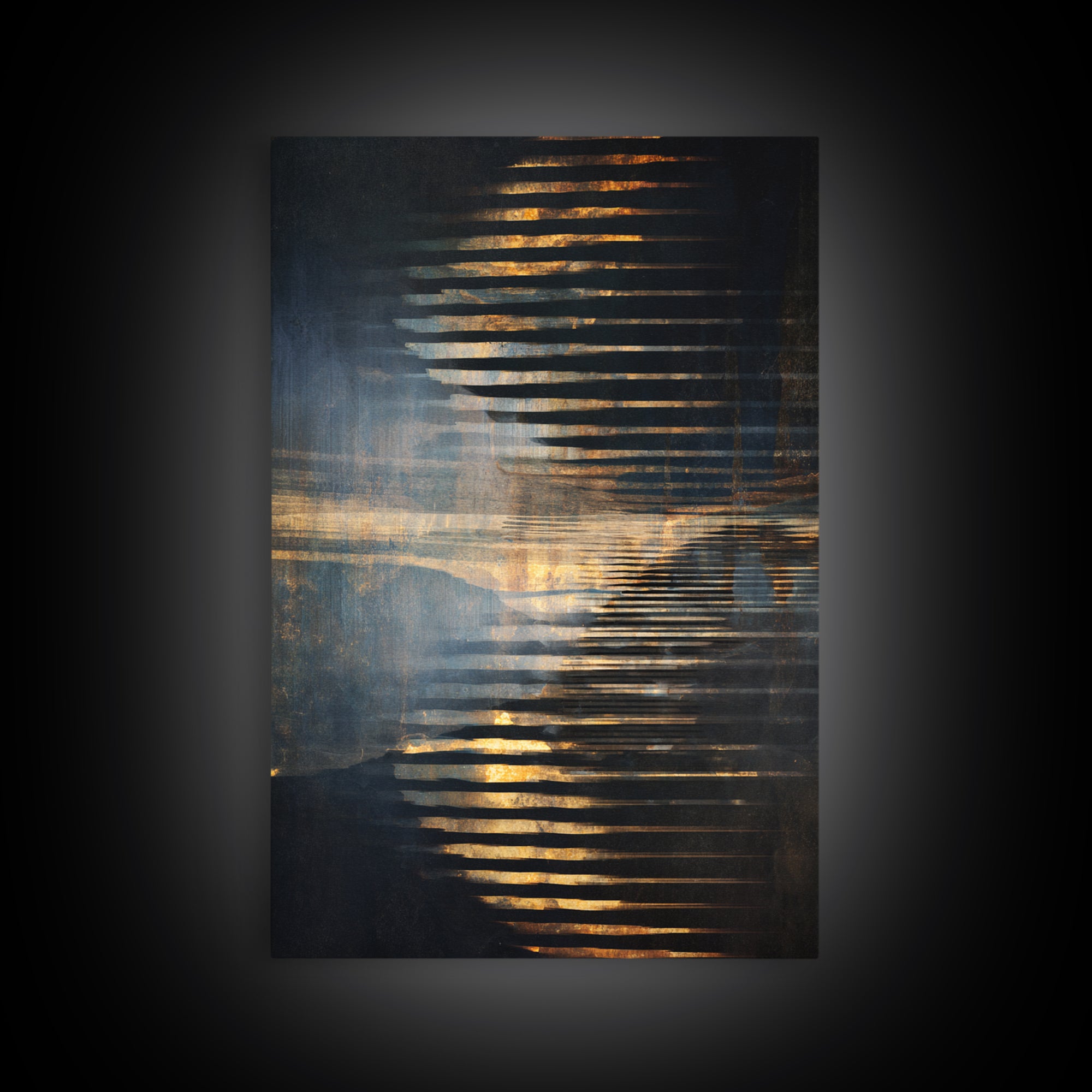 Soundwave Abstract with Black and Gold Lines Canvas Print, Recording Studio Art, Home Decor, Studio Decor, Abstract Art, Analog, RSA-2x3-35
