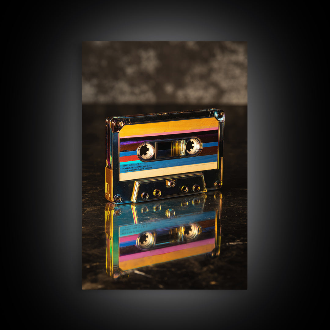 Retro Cassette Tape Framed Canvas Print, Recording Studio Art, Neutral Decor, Studio Decor, Fine Art, Analog, Wall Art, RSA-2x3-43