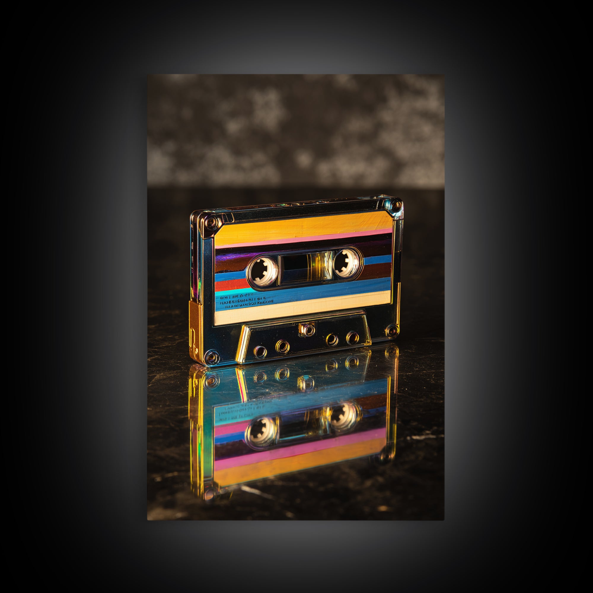 Retro Cassette Tape Framed Canvas Print, Recording Studio Art, Neutral Decor, Studio Decor, Fine Art, Analog, Wall Art, RSA-2x3-43