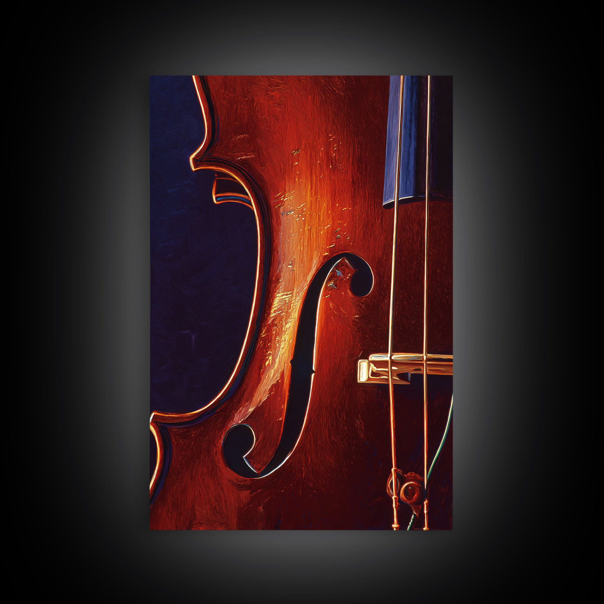 Cello Curve Closeup Framed Canvas Print, Recording Studio Art, Music Room Decor, Studio Decor, Fine Art, Analog, RSA-2x3-52
