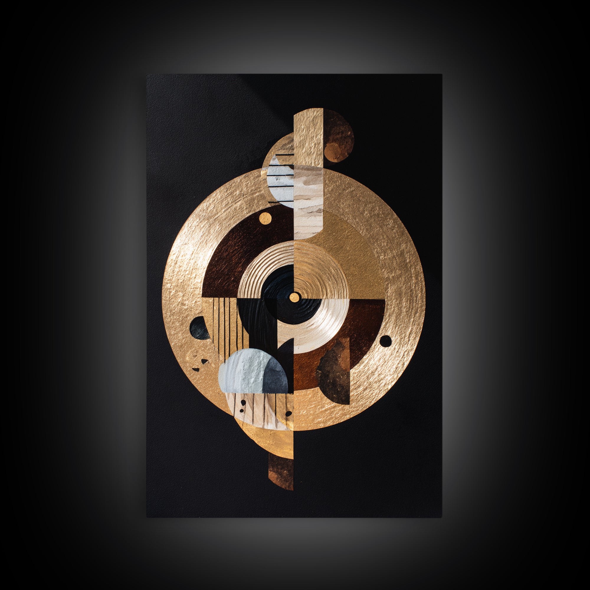 Gold Record Circular Composition Framed Canvas Print, Recording Studio Art, Music Print, Studio Decor, Fine Art, Analog, RSA-2x3-55