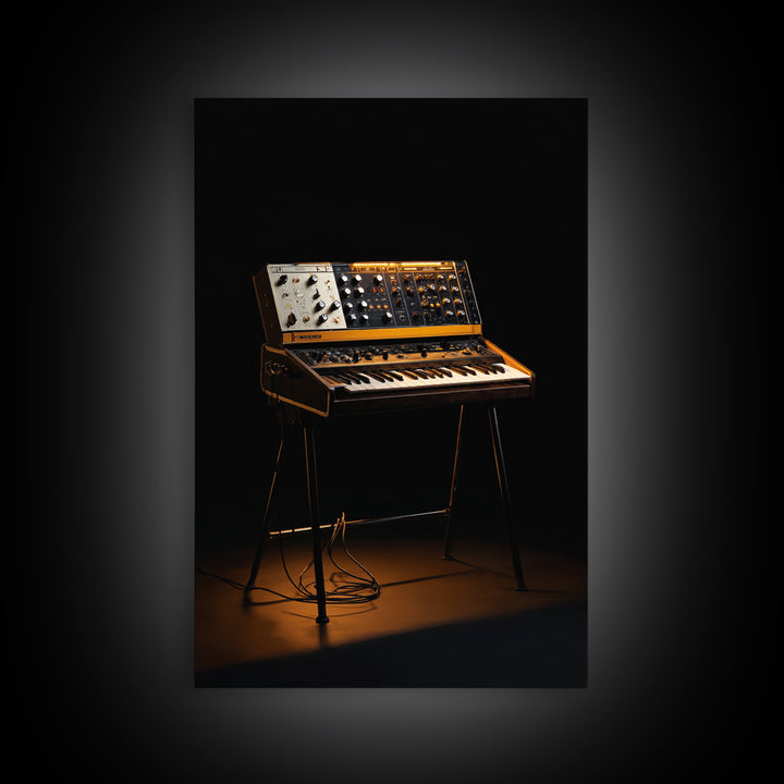 Analog Synthesizer Knobs and Cables Framed Canvas Print, Recording Studio Art, Mid Century Modern, Studio Decor, Analog, RSA-2x3-93