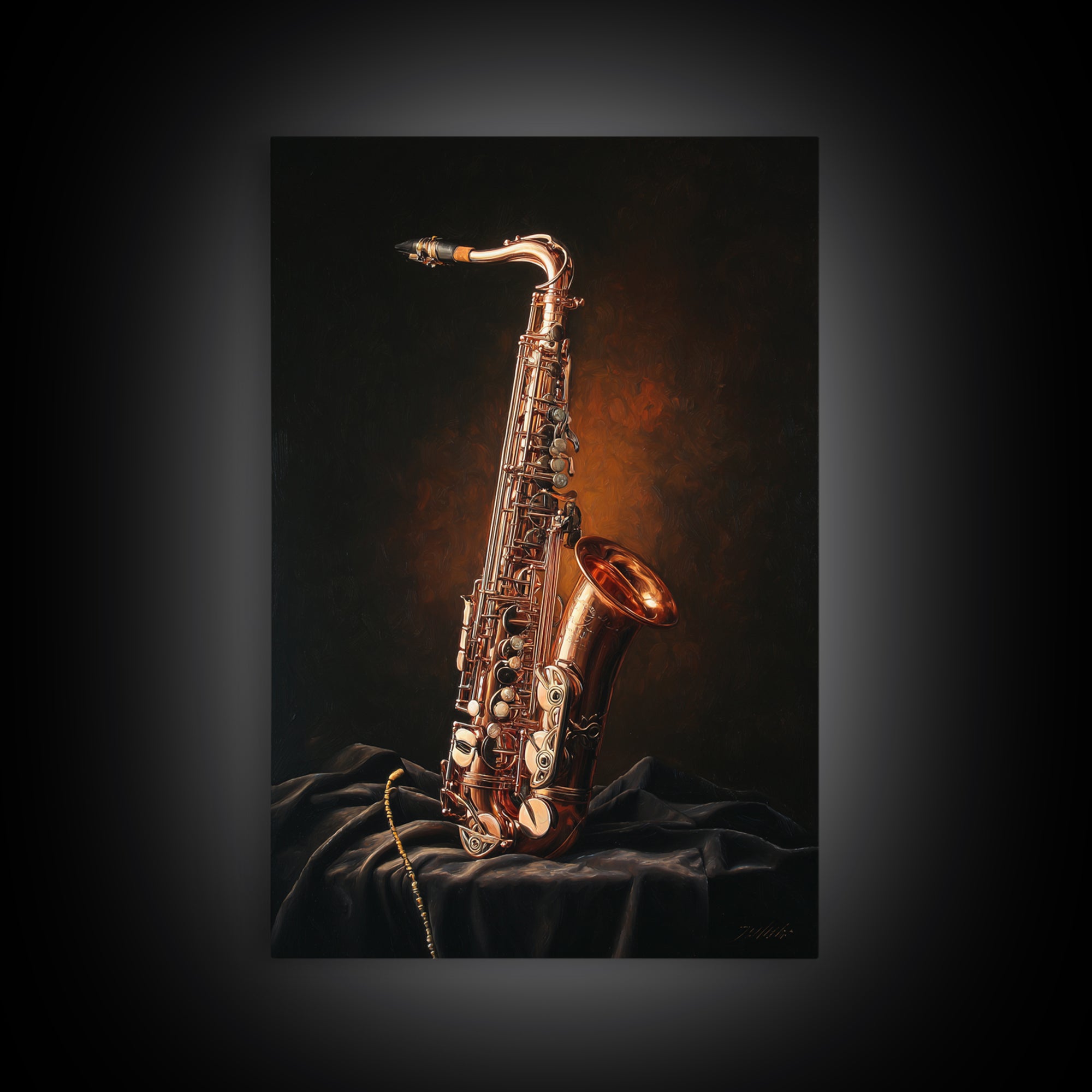 Brass Saxophone on Dark Velvet Canvas Print, Recording Studio Art, Contemporary Art, Studio Decor, Analog, Music Posters, RSA-2x3-96