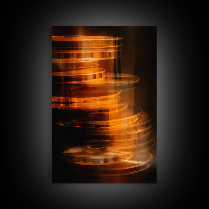 Tape Reels Spinning Through Smoky Light Canvas Print, Recording Studio Art, Wall Decor, Studio Decor, Fine Art, Analog, RSA-2x3-99
