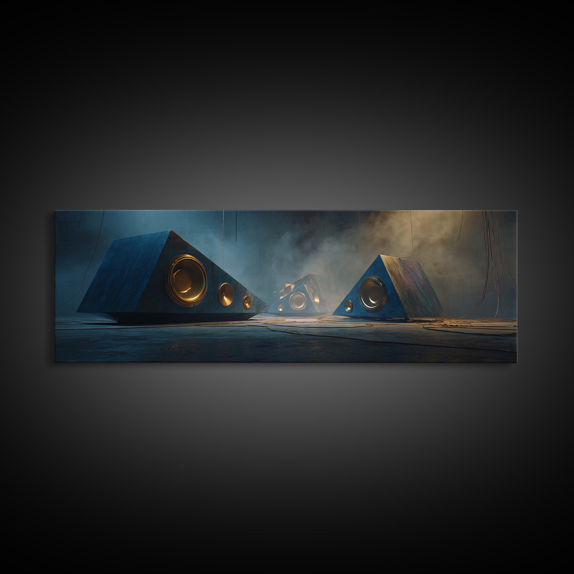 Studio Monitor Speakers as Bold Geometric Forms Canvas Print, Recording Studio Art, Music Wall Decor, Studio Decor, Analog, RSA-3x1-100