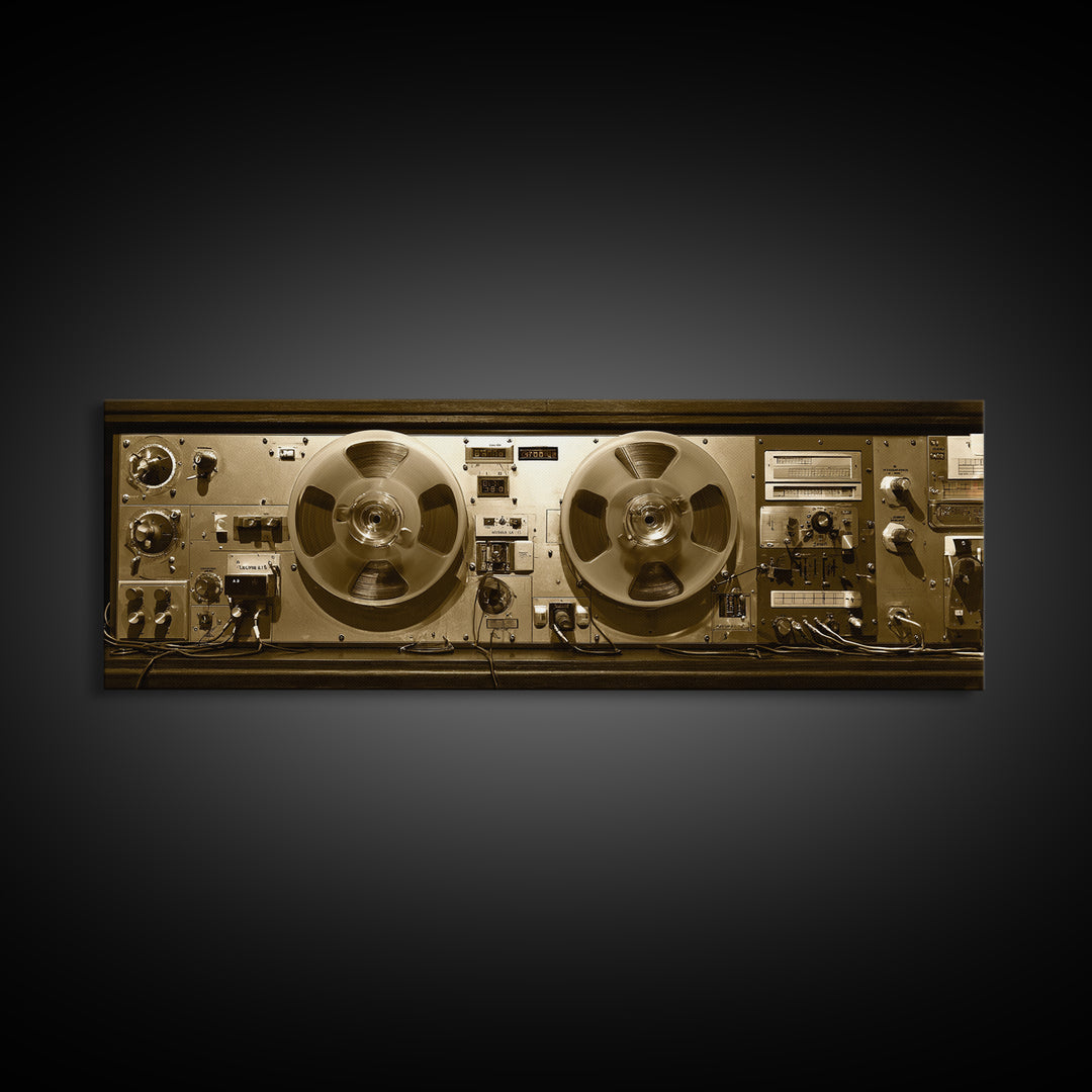 Reel to Reel Tape Machine Framed Canvas Print, Recording Studio Art, Printable Art, Studio Decor, Analog, Kids Room Art, RSA-3x1-18