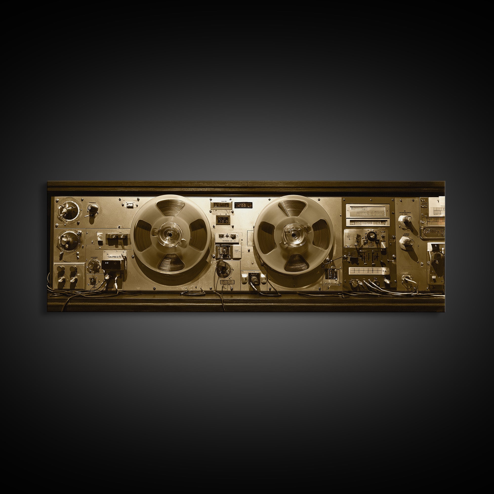Reel to Reel Tape Machine Framed Canvas Print, Recording Studio Art, Printable Art, Studio Decor, Analog, Kids Room Art, RSA-3x1-18