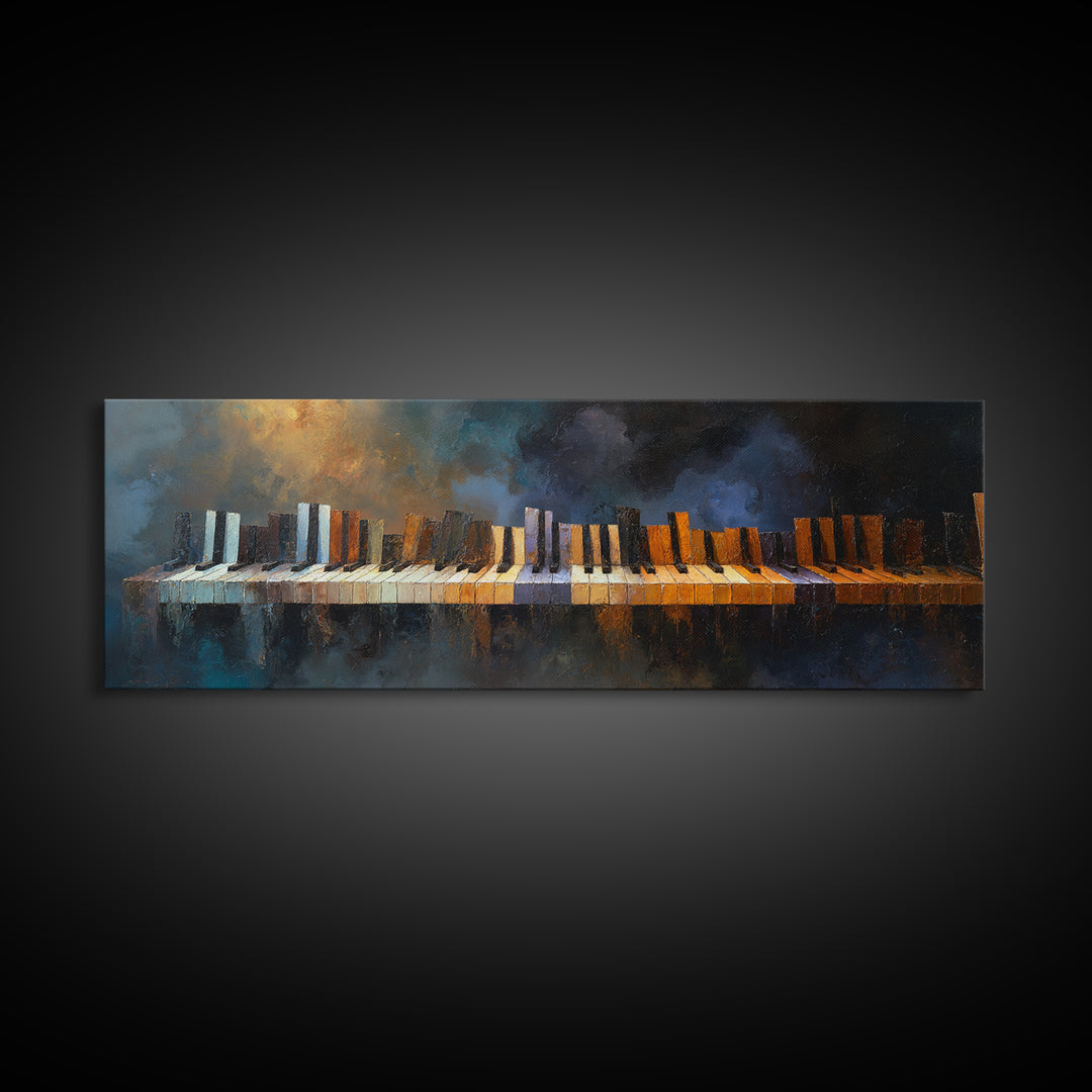 Piano Keys Fading into Shadow Canvas Print, Recording Studio Art, Studio Wall Art, Studio Decor, Fine Art, Analog, Luxury Decor, RSA-3x1-24