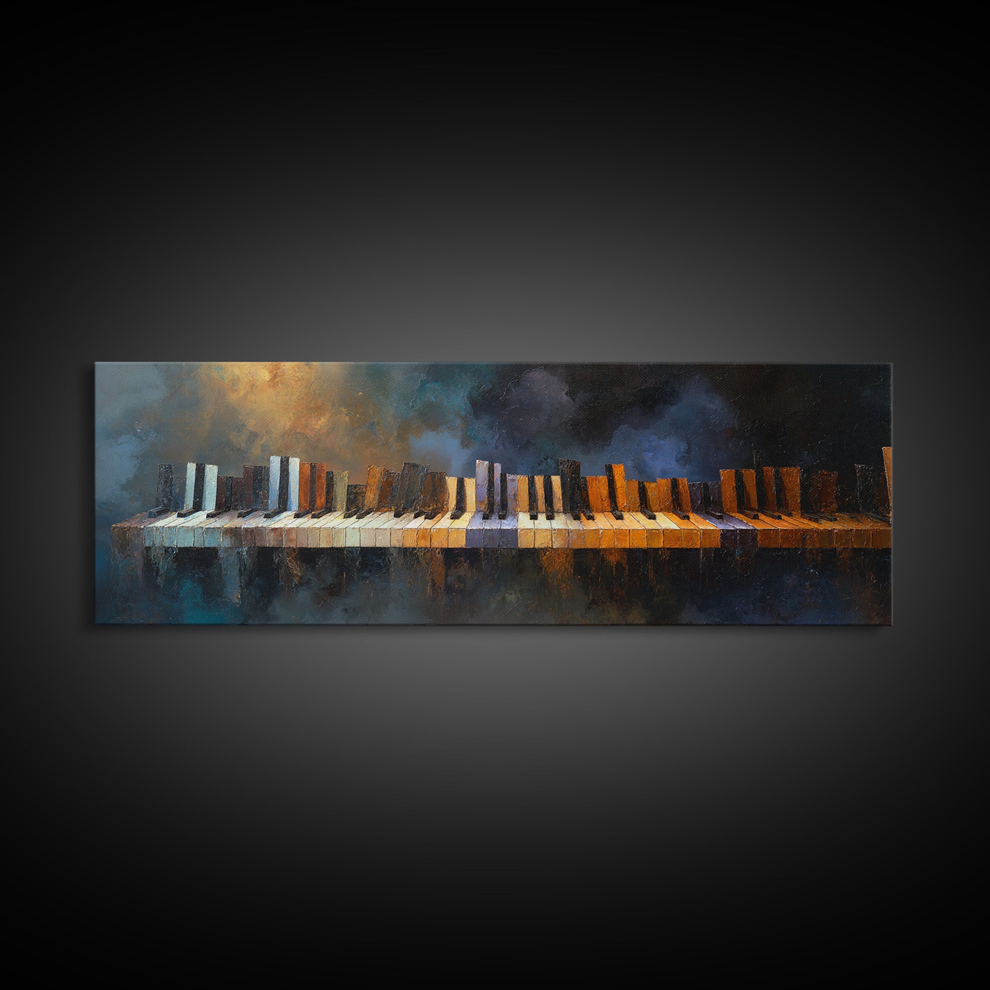 Piano Keys Fading into Shadow Canvas Print, Recording Studio Art, Studio Wall Art, Studio Decor, Fine Art, Analog, Luxury Decor, RSA-3x1-24