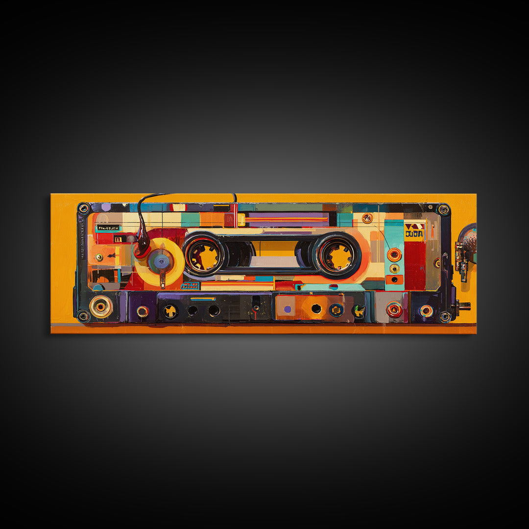 Retro Cassette Tape Framed Canvas Print, Recording Studio Art, Modern Decor, Studio Decor, Fine Art, Analog, Wall Decor, RSA-3x1-27