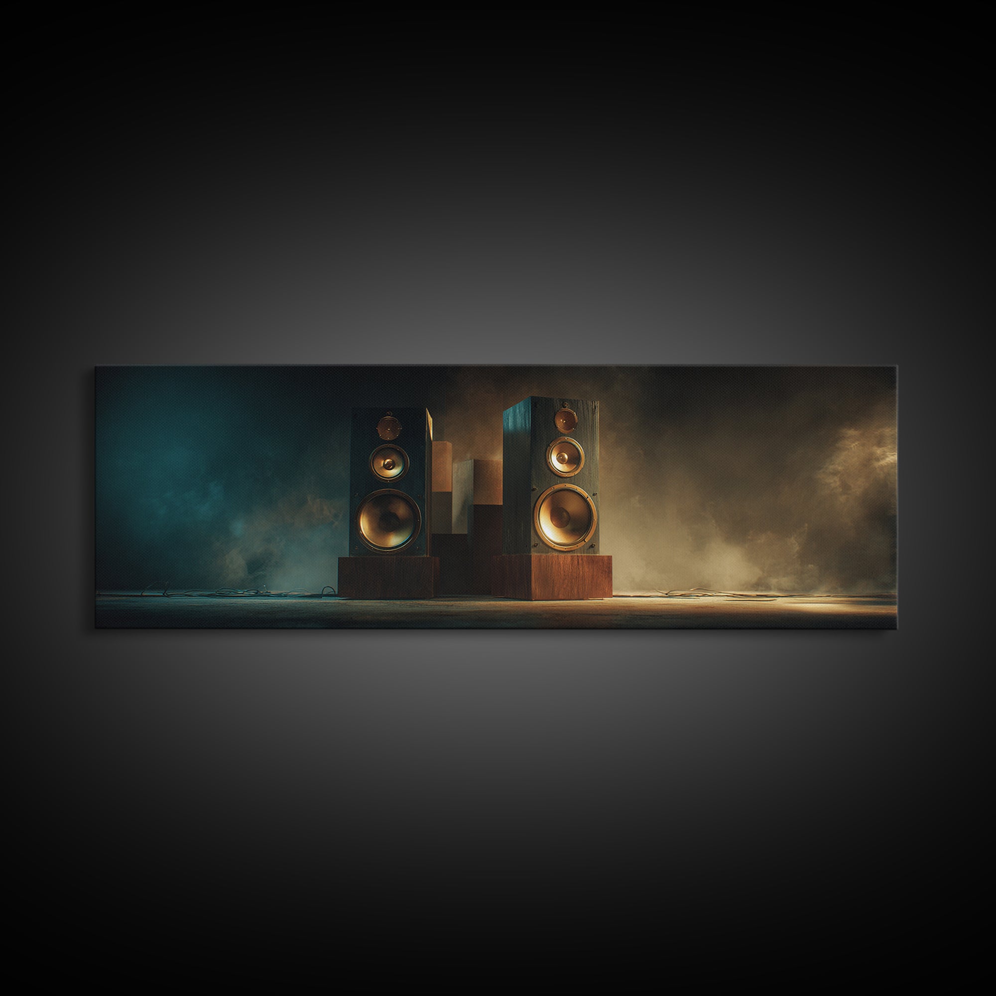 Studio Monitor Speakers as Bold Geometric Forms Canvas Print, Recording Studio Art, Rock Music Art, Studio Decor, Analog, RSA-3x1-28