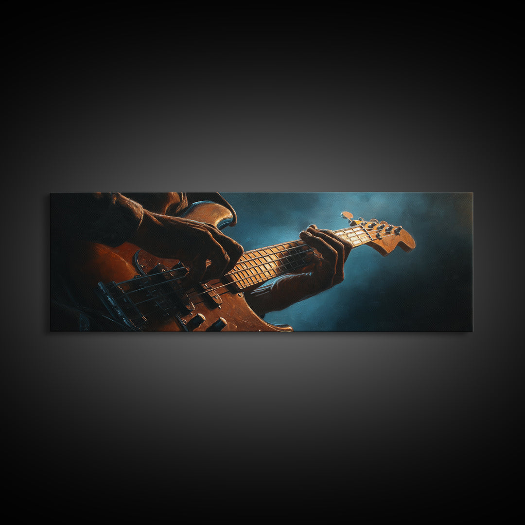 Musician Hands on Guitar Strings Canvas Print, Recording Studio Art, Fine Art Print, Studio Decor, Abstract Art, Analog, RSA-3x1-31