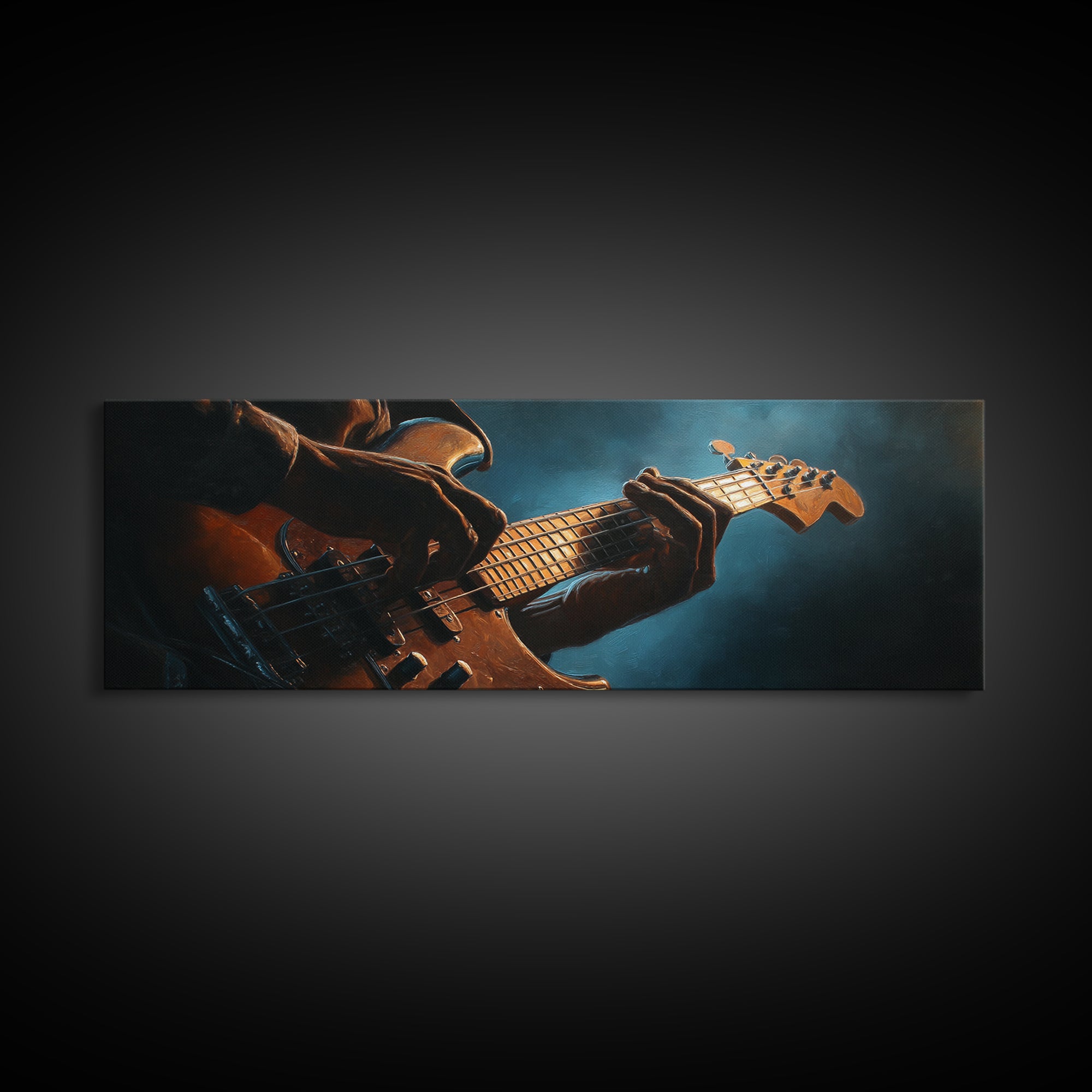 Musician Hands on Guitar Strings Canvas Print, Recording Studio Art, Fine Art Print, Studio Decor, Abstract Art, Analog, RSA-3x1-31