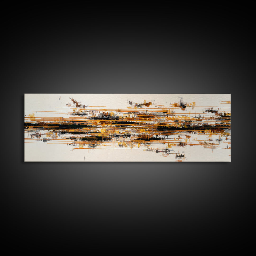 Soundwave Abstract with Black and Gold Lines Canvas Print, Recording Studio Art, Minimalist Decor, Studio Decor, Abstract Art, RSA-3x1-43