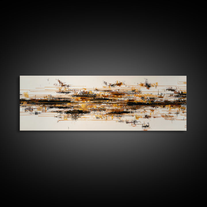 Soundwave Abstract with Black and Gold Lines Canvas Print, Recording Studio Art, Minimalist Decor, Studio Decor, Abstract Art, RSA-3x1-43