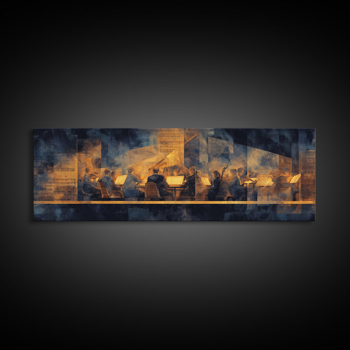 Conductor Baton and Sheet Shapes Without Text Framed Canvas Print, Recording Studio Art, Dtf Prints, Studio Decor, Analog, RSA-3x1-58