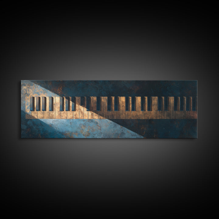 Piano Keys Fading into Shadow Framed Canvas Print, Recording Studio Art, Minimalist Decor, Studio Decor, Fine Art, Analog, RSA-3x1-72