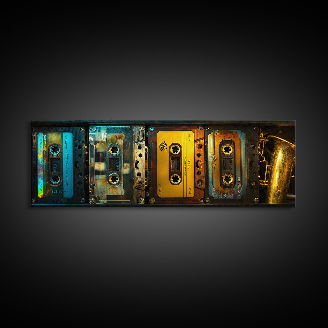 Retro Cassette Tape Canvas Print, Recording Studio Art, Modern Wall Art, Studio Decor, Fine Art, Analog, Music Decor, RSA-3x1-75
