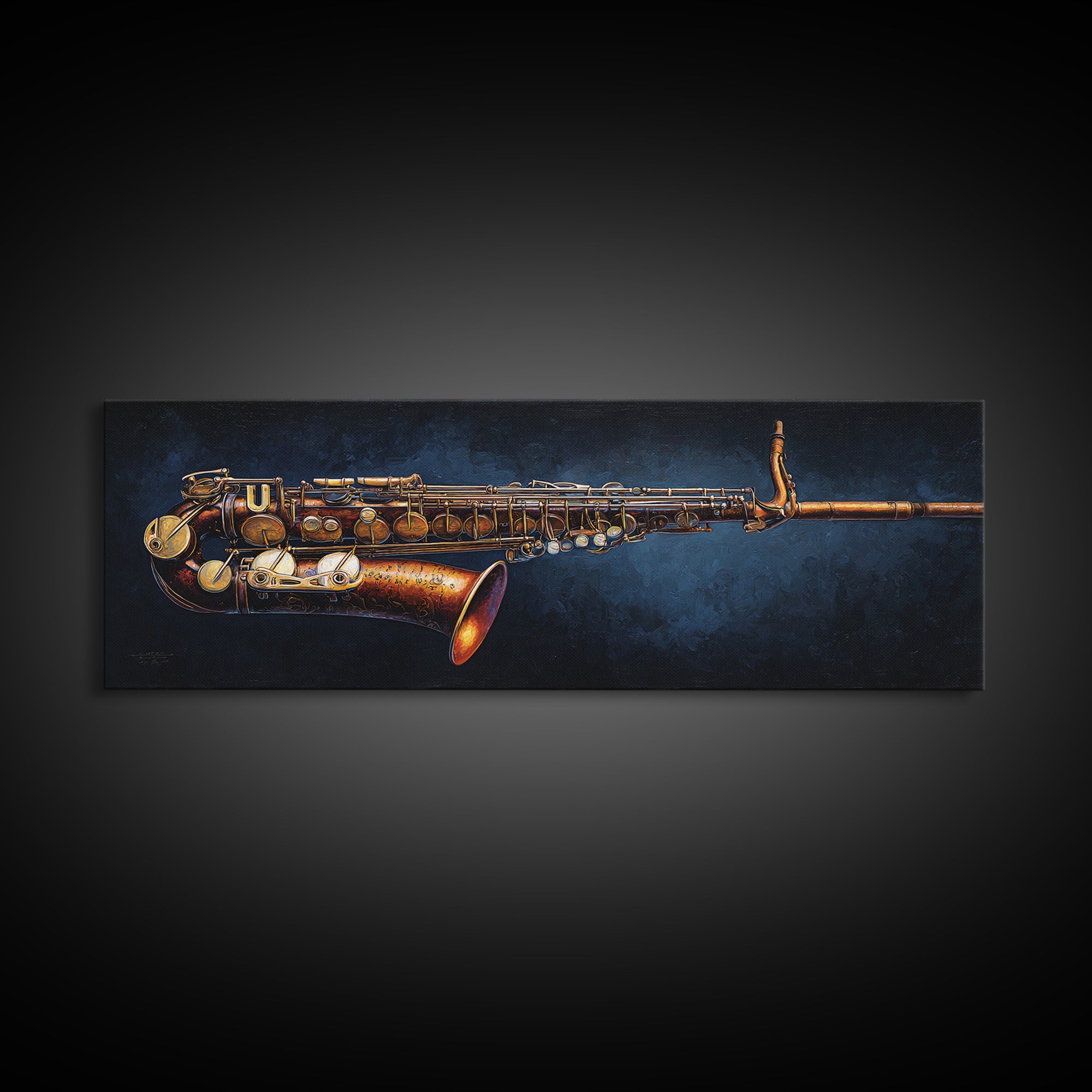 Brass Saxophone on Dark Velvet Canvas Print, Recording Studio Art, Wall Art, Studio Decor, Fine Art, Analog, Music Posters, RSA-3x1-80