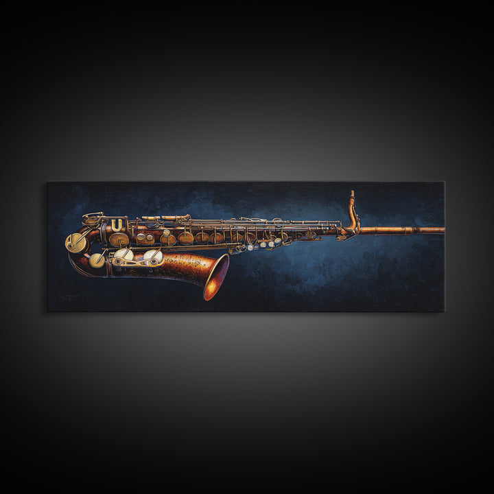 Brass Saxophone on Dark Velvet Canvas Print, Recording Studio Art, Wall Art, Studio Decor, Fine Art, Analog, Music Posters, RSA-3x1-80