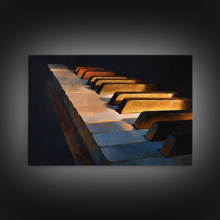 Piano Keys Fading into Shadow Canvas Print, Recording Studio Art, Mid Century Modern, Studio Decor, Fine Art, Analog, RSA-3x2-12