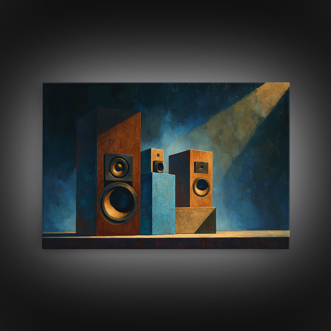 Studio Monitor Speakers as Bold Geometric Forms Canvas Print, Recording Studio Art, Printable Art, Studio Decor, Abstract Art, RSA-3x2-16