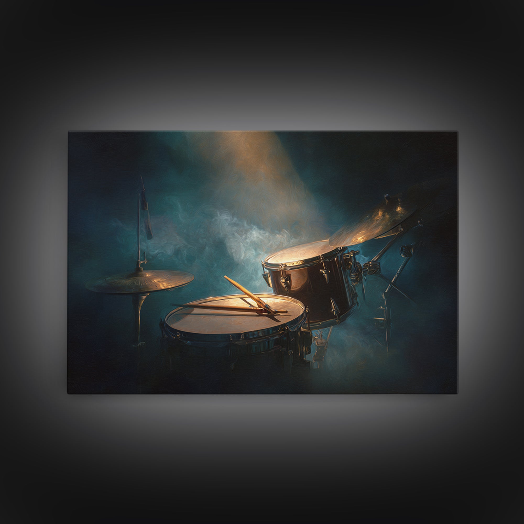 Drumsticks Crossed over Snare Drum Canvas Print, Recording Studio Art, Wall Sculpture, Studio Decor, Fine Art, Analog, RSA-3x2-38
