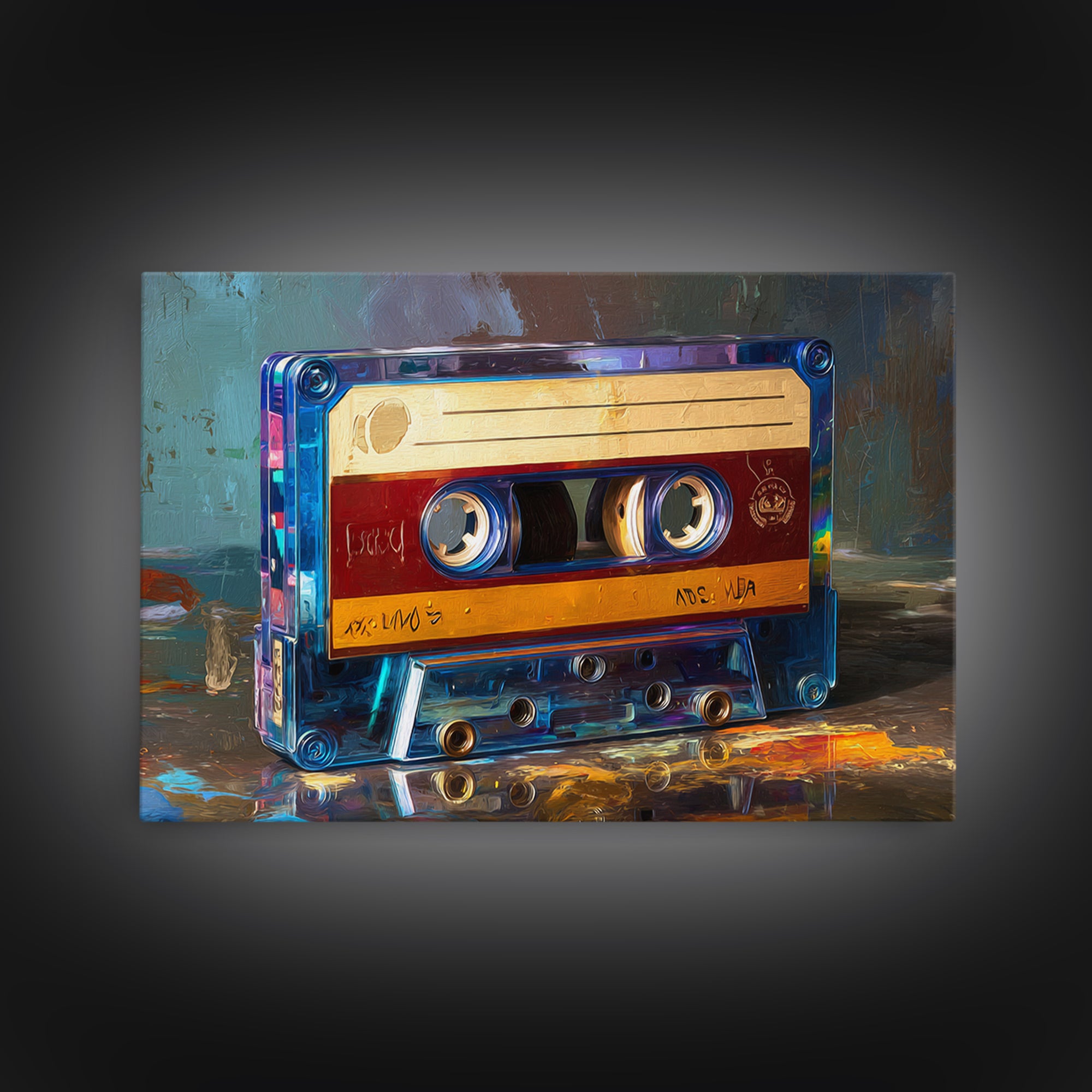 Retro Cassette Tape Framed Canvas Print, Recording Studio Art, Music Studio, Studio Decor, Fine Art, Analog, Modern Decor, RSA-3x2-39