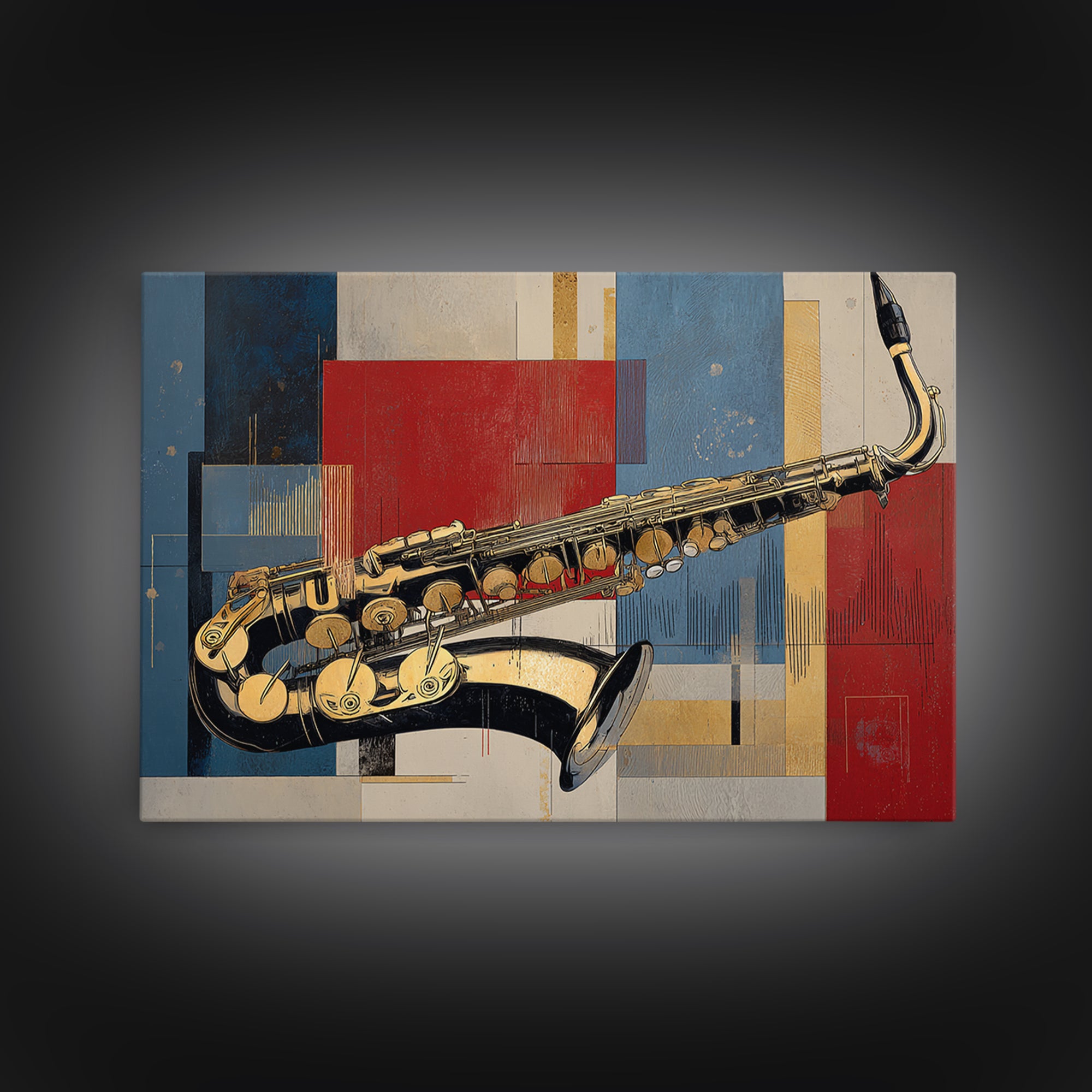 Soundwave Abstract with Black and Gold Lines Framed Canvas Print, Recording Studio Art, Boho Decor, Studio Decor, Abstract Art, RSA-3x2-55
