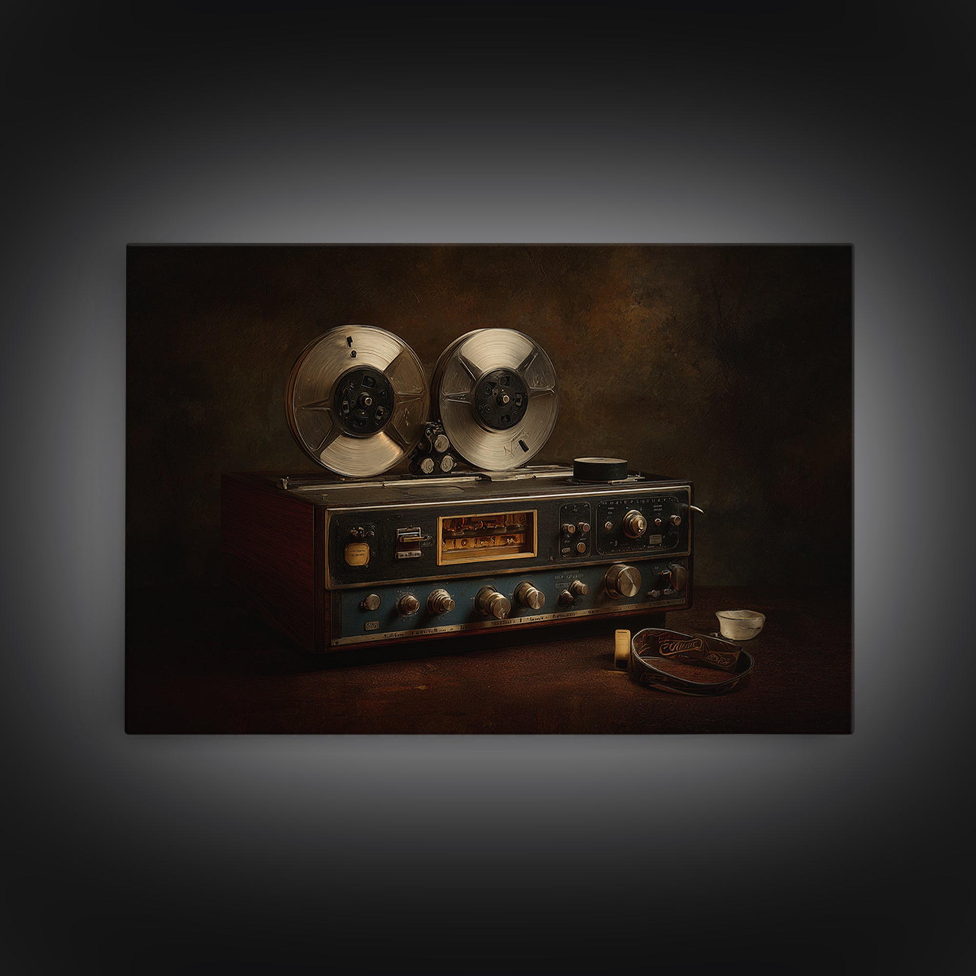Reel to Reel Tape Machine Framed Canvas Print, Recording Studio Art, Kids Room Art, Studio Decor, Analog, Guitar Wall Art, RSA-3x2-78