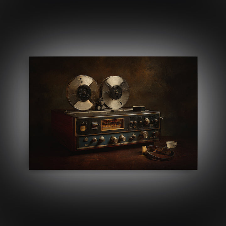 Reel to Reel Tape Machine Framed Canvas Print, Recording Studio Art, Kids Room Art, Studio Decor, Analog, Guitar Wall Art, RSA-3x2-78